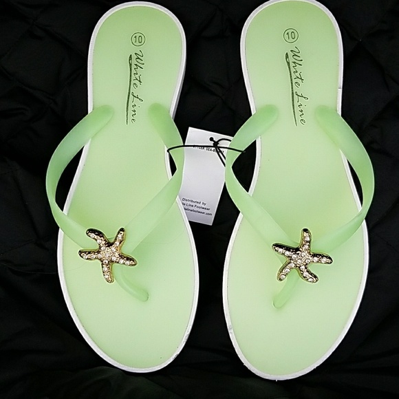 white line flip flops